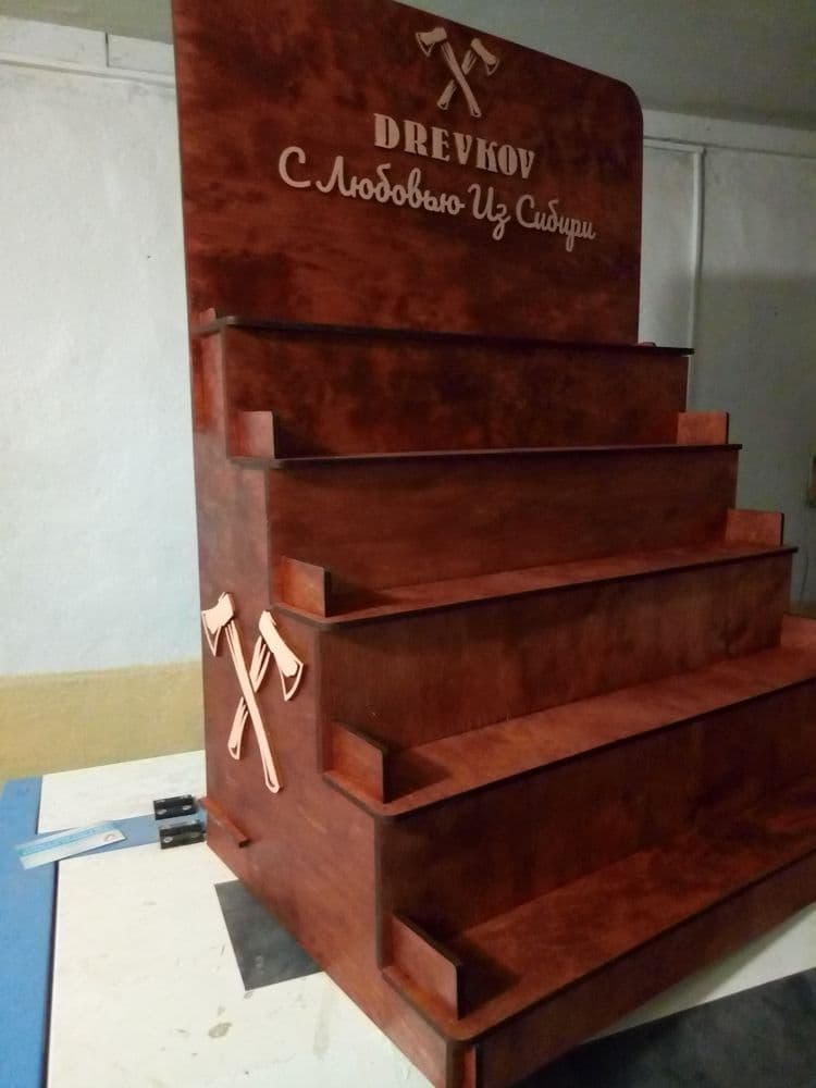 Tiered Countertop Display Stand DXF File for Laser Cutting