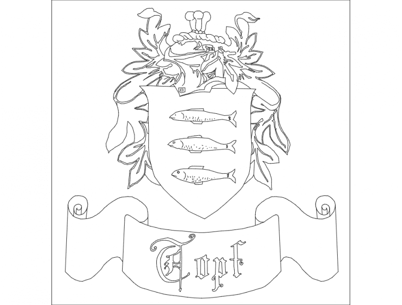 Topf Family Crest Vector Design for Laser Cutting DXF