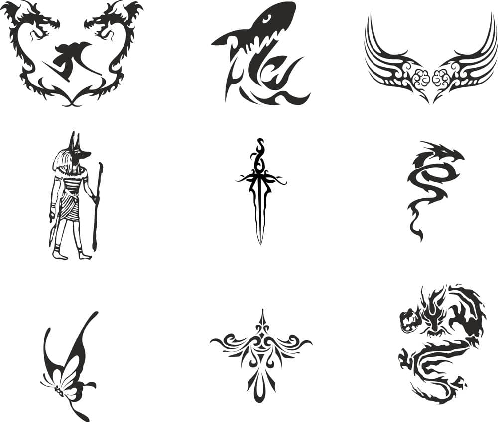 Tribal and Mythological Tattoo Vector Set for Laser Cutting