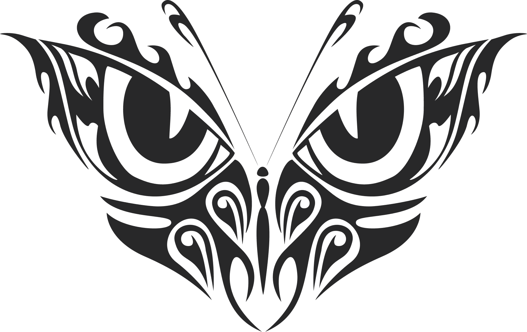 Vector DXF de Mariposa Tribal con Ojos de Búho para Láser y Plasma