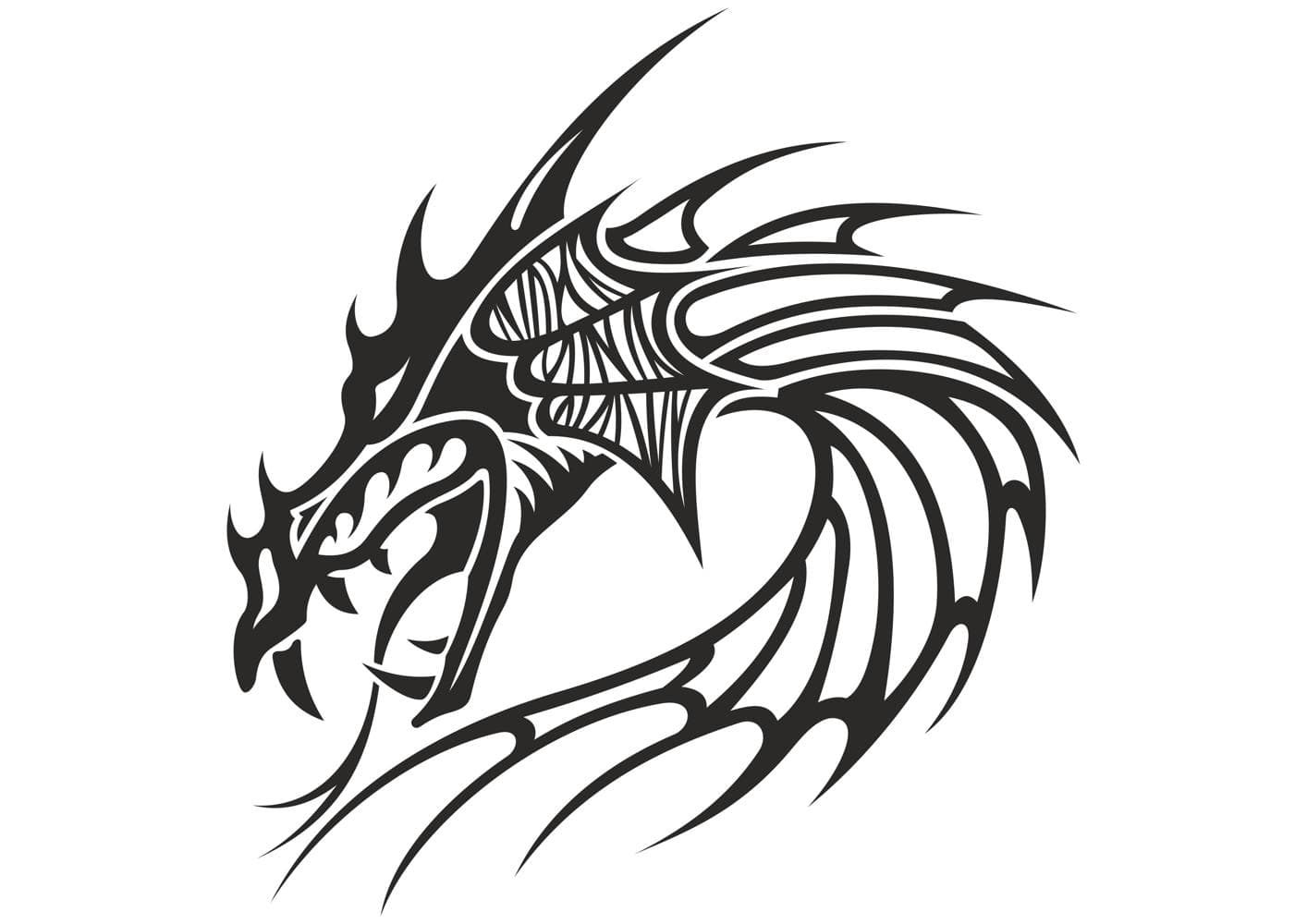 Tribal Dragon Head Vector File for Laser Cutting (SVG, DXF)