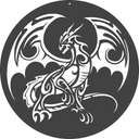 Archivo DXF de Arte de Pared con Dragón Tribal para Láser
