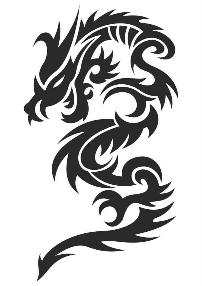 Tribal Dragon Silhouette Vector Design for Laser Cutting