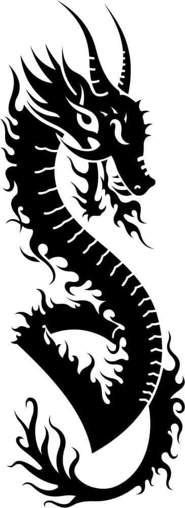 Tribal Dragon Silhouette Vector for Laser Cutting (SVG, DXF)