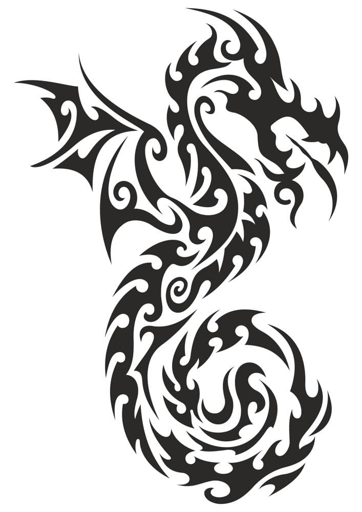 Tribal Dragon Silhouette Vector for Laser Cutting