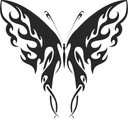 Diseño Vectorial de Mariposa con Llamas Tribales para Corte Láser