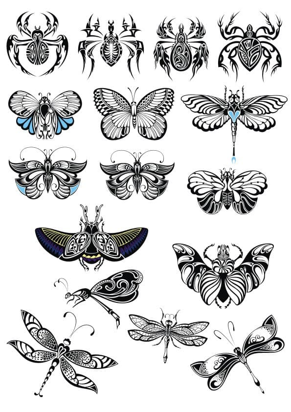 Tribal Insects and Butterflies Vector Collection for Laser Cutting