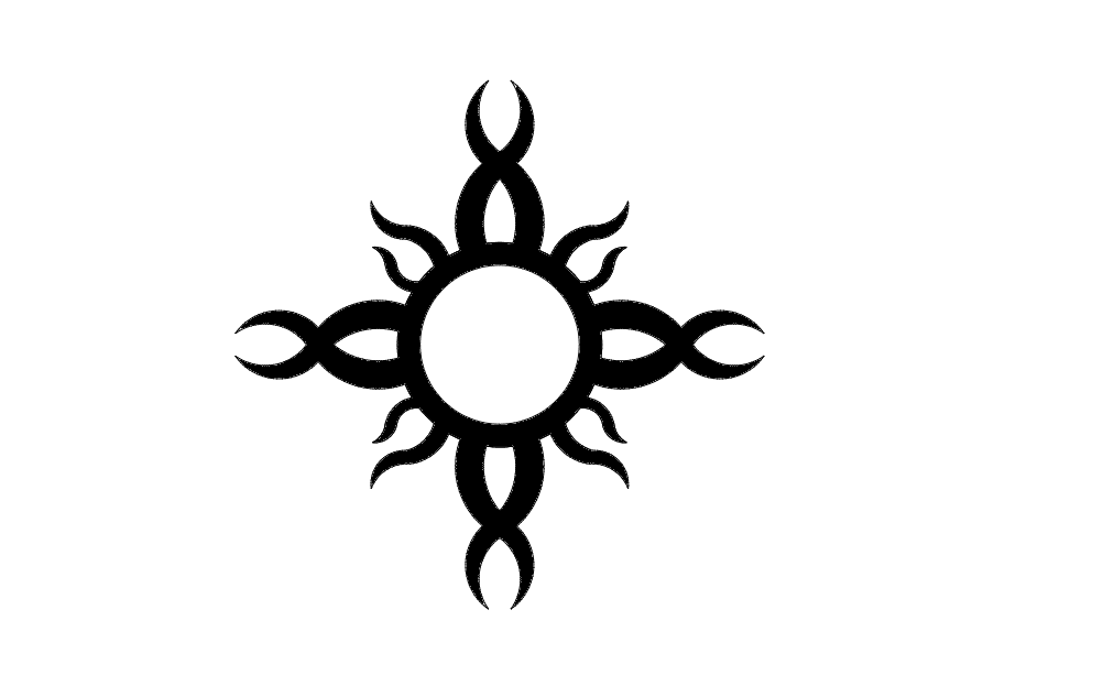 Tribal Sun Emblem Vector Design for Laser Cutting DXF