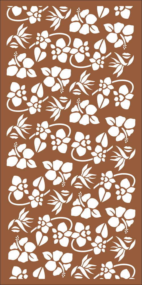 Tropical Hibiscus Seamless Floral Laser Cut Panel Vector