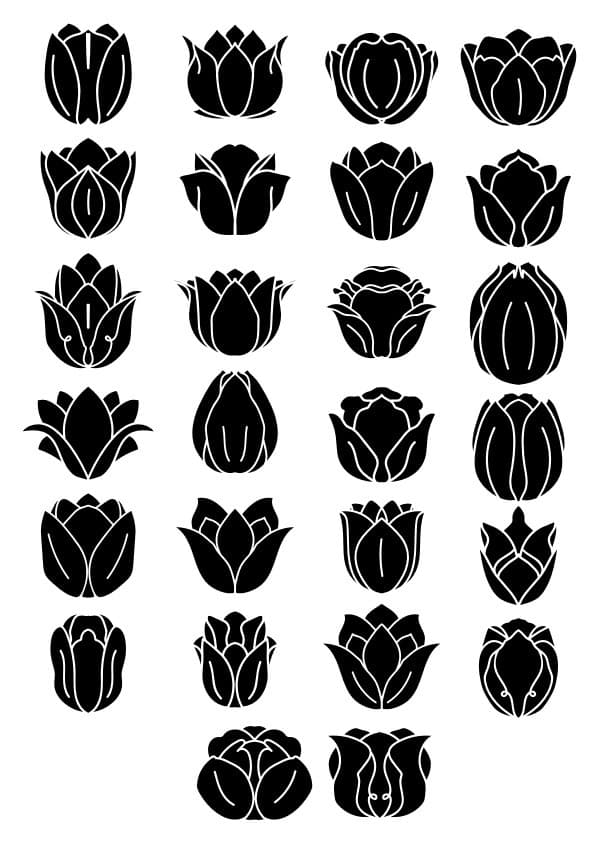 Tulip Flower Silhouettes Vector Pack for Laser Cutting