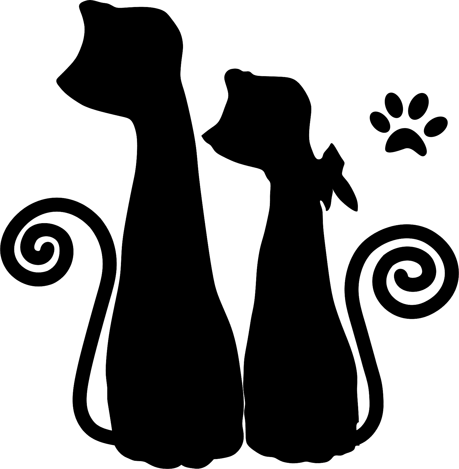 Two Elegant Cats Silhouette Vector File for Laser Cutting