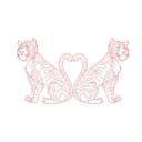 Diseño Vectorial de Dos Tigres con Colas en Corazón DXF