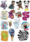 Pack de Vectores de Pegatinas Cartoon Urbanas para Láser