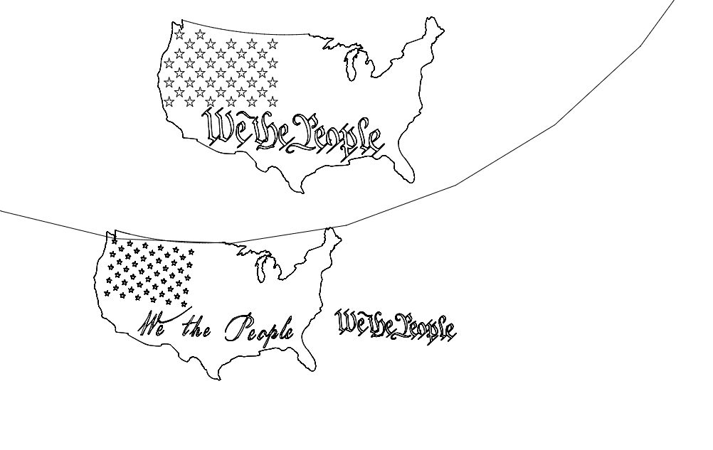 USA Map We The People Vector Design DXF File