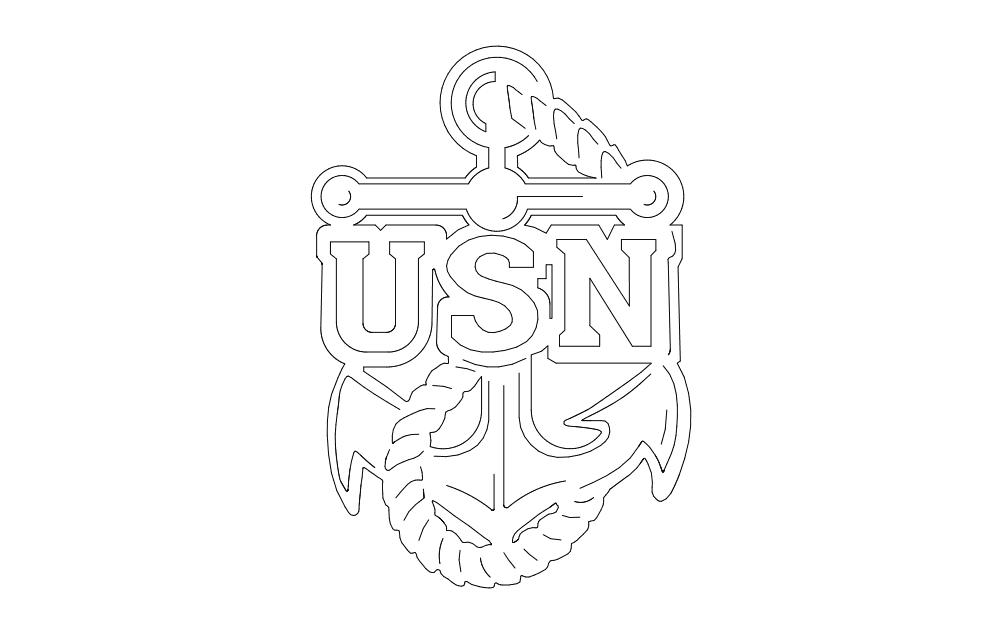 USN Navy Anchor Logo Vector File for Laser Cutting (DXF)
