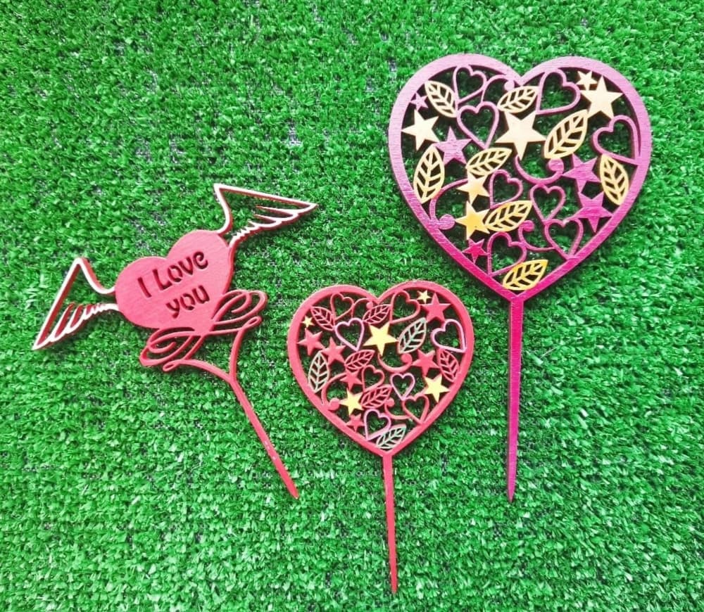 Valentine Heart Cake Toppers Laser Cut Vector Files
