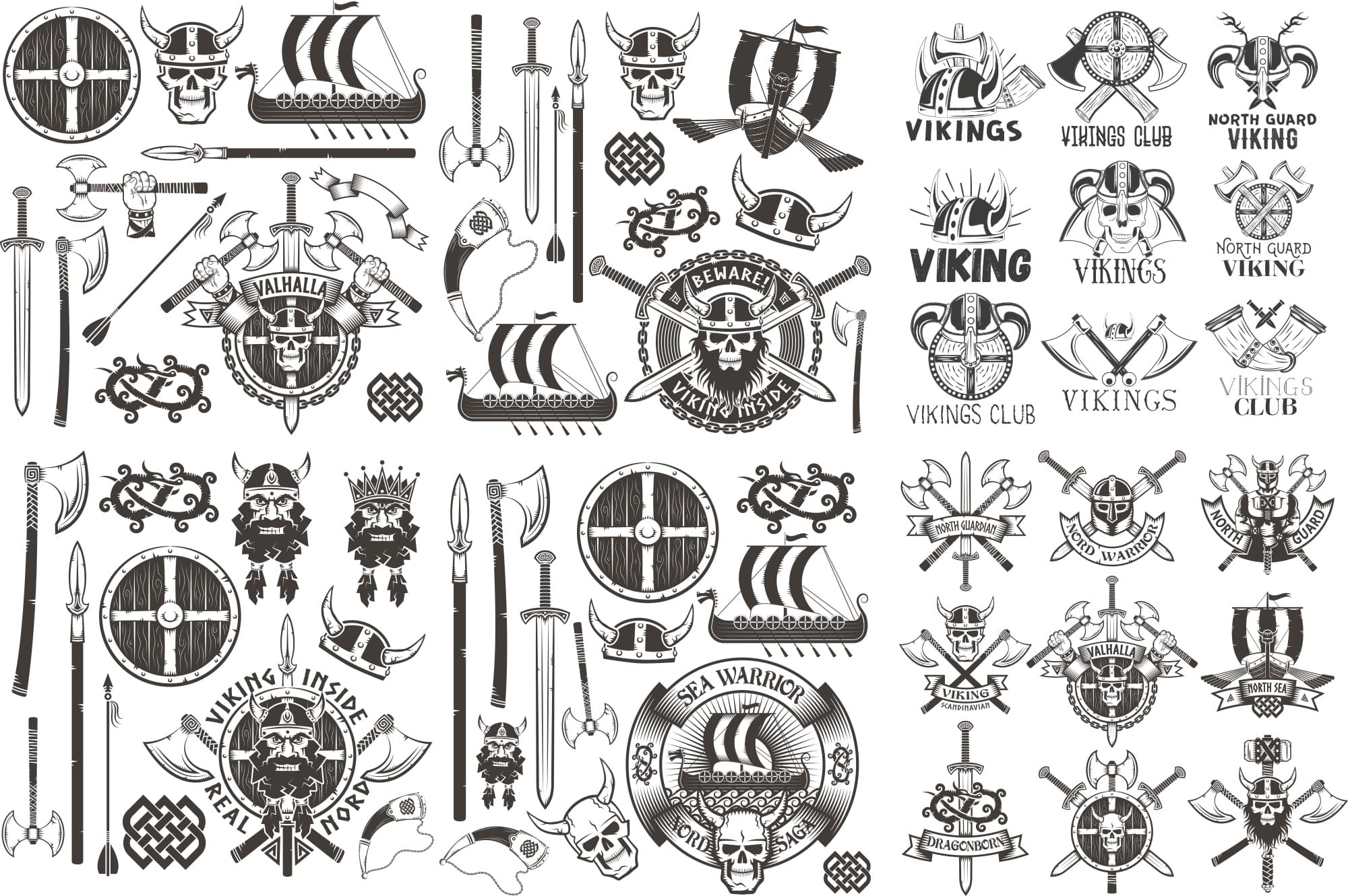 Viking Warrior Vector Collection for Laser Cutting and CNC (SVG, DXF)