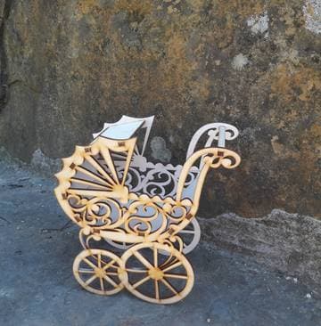 Vintage Baby Carriage 3D Puzzle Laser Cut Vector File