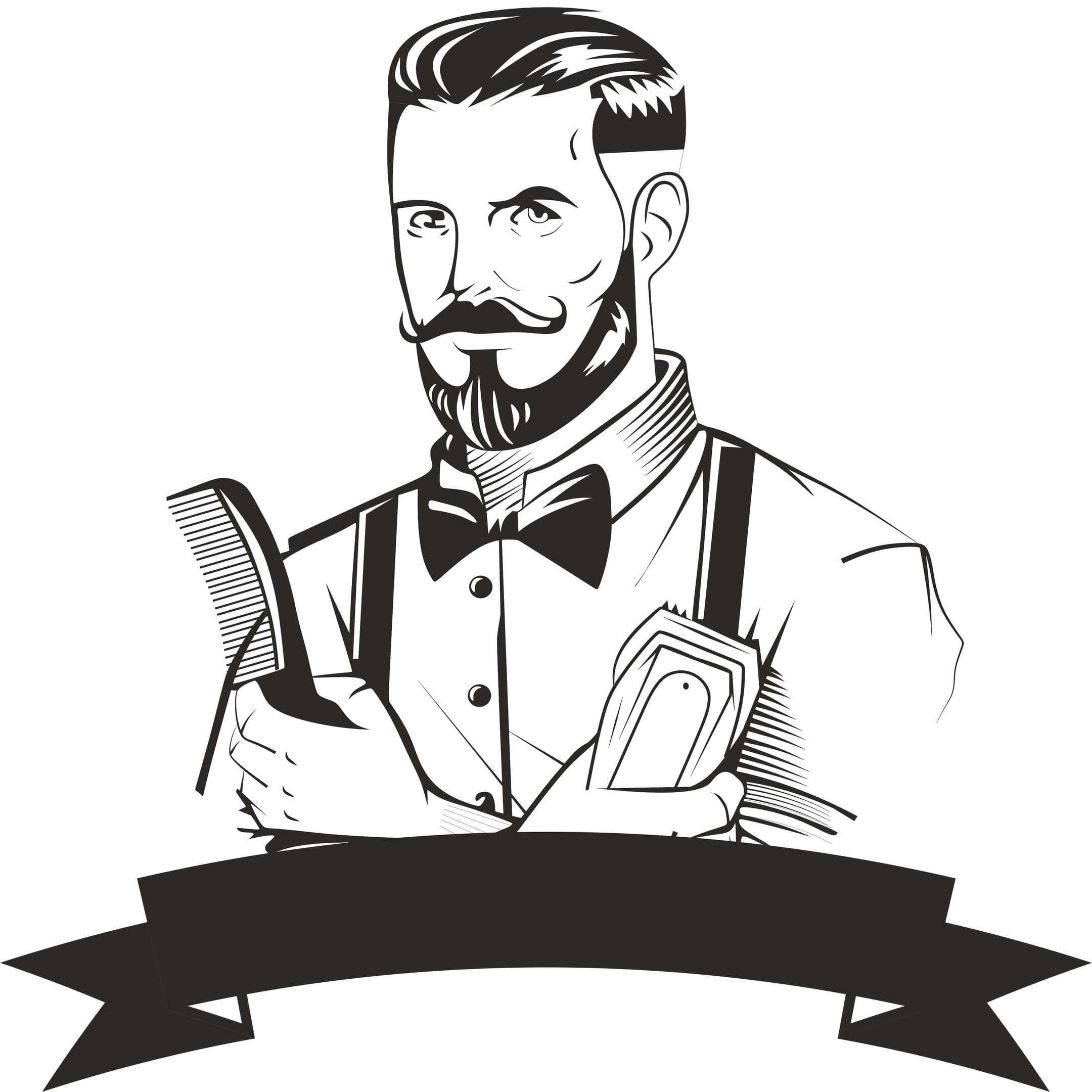 Vintage Barber Shop Logo Vector File for Laser Cutting