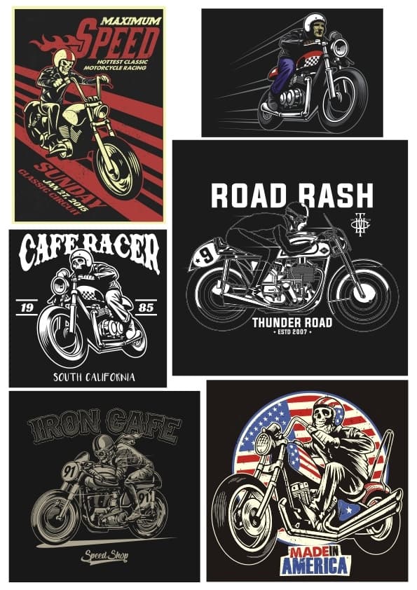 Vintage Biker Motorcycle Graphics Set - Vector Files
