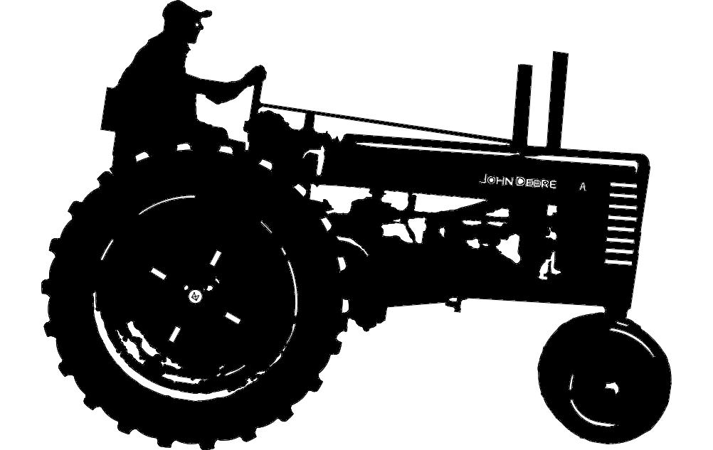 Vintage John Deere Tractor Silhouette DXF Vector File