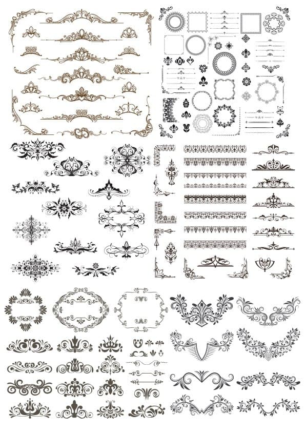 Vintage Ornate Decorative Elements Vector Pack for Laser Cutting