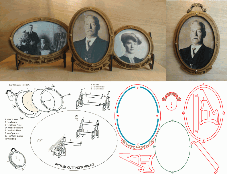 Vintage Oval Photo Frame Laser Cut SVG Template