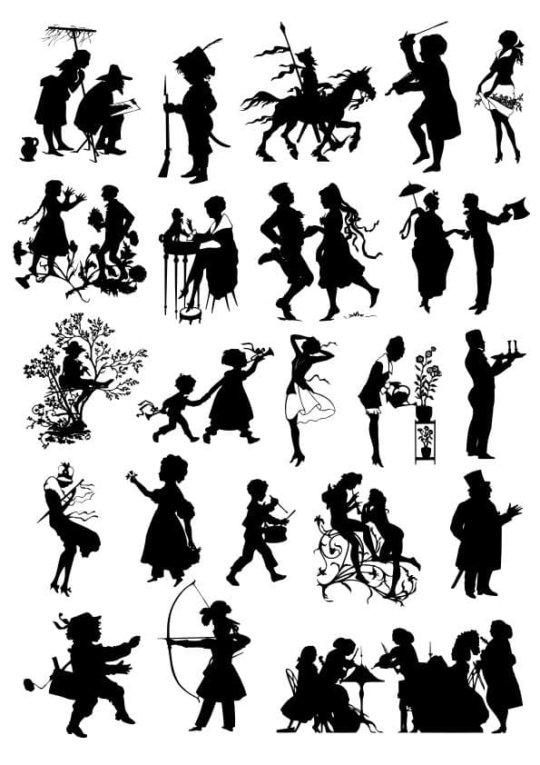 Vintage People Silhouettes Collection Vector Files