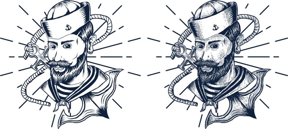 Vintage Sailor Portrait Vector Design for Laser Cutting