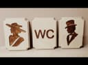 Set de Letreros de Baño Estilo Vintage Vector para Corte Láser