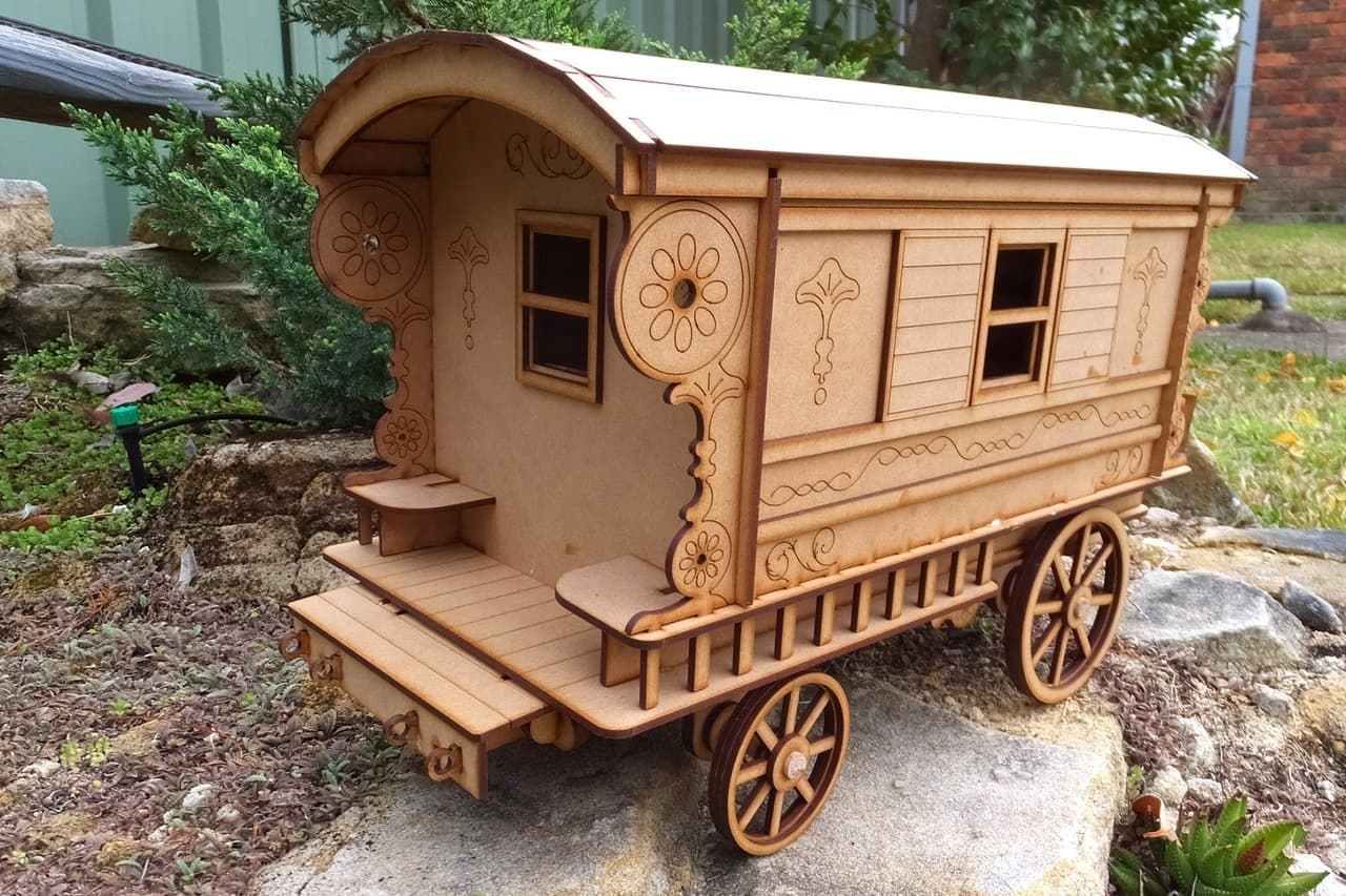 Vintage Vardo Caravan 3D Puzzle Laser Cut Vector File