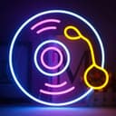Vinyl Record Player Neon Style Wall Art Vector File (DXF, SVG)