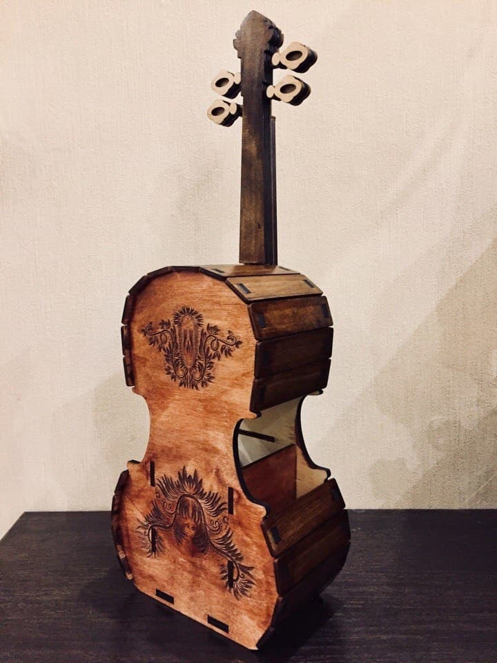 Violin Shaped Tea Bag Organizer Laser Cut Vector File