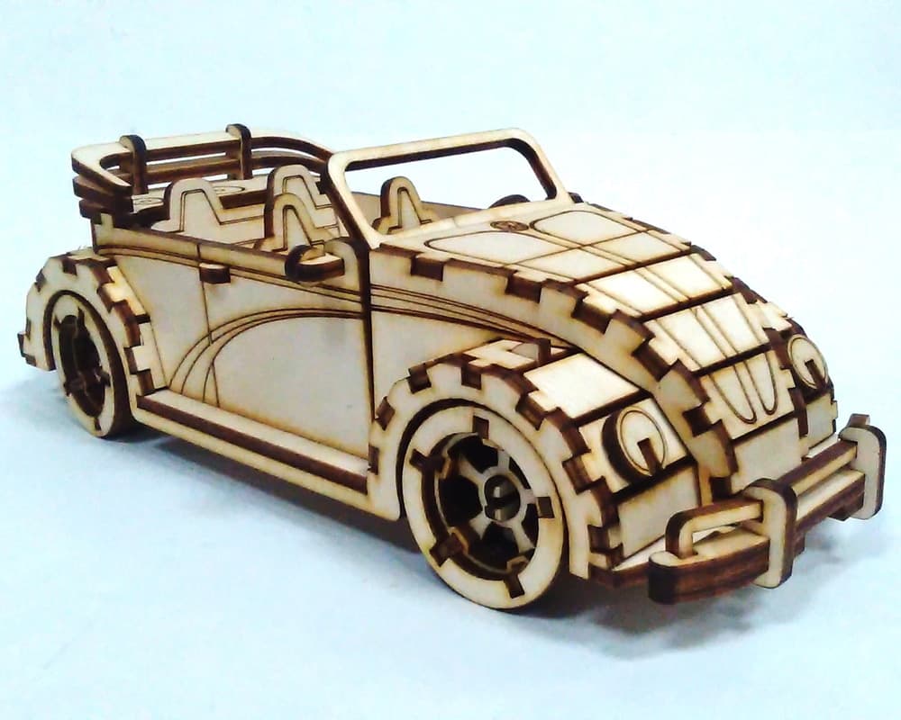 Volkswagen Beetle Convertible 3D Puzzle Laser Cut Vector File
