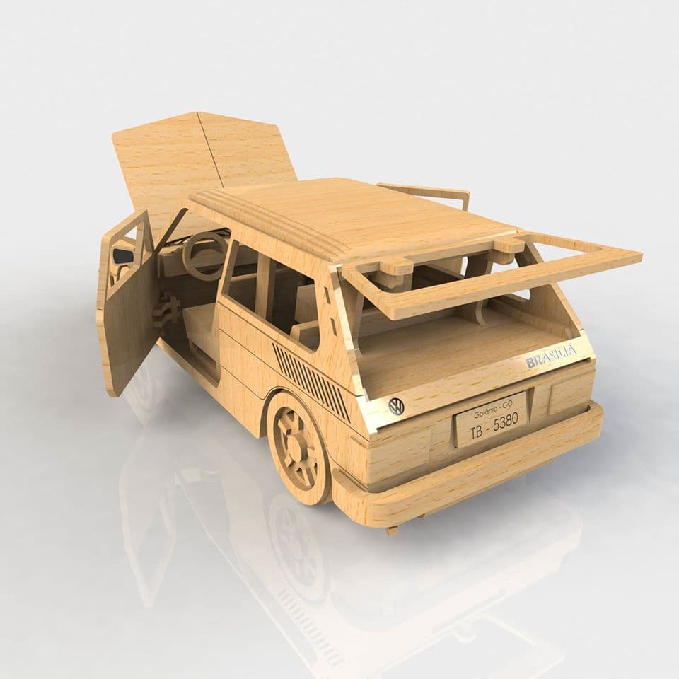 VW Brasilia 3D Puzzle Car Vector File for Laser Cutting