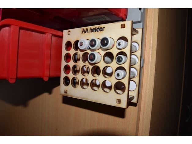 Wall-Mounted AA Battery Holder Organizer DXF Vector File