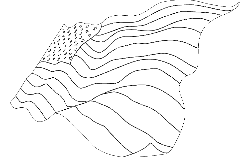 Waving American Flag Vector Graphic for CNC Laser Cutting DXF