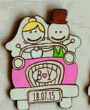 Vector de Pareja de Bodas en Auto para Corte Láser