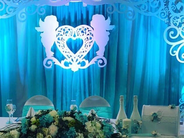 Wedding Heart with Angels Laser Cut File Vector