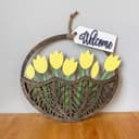 Archivo Vectorial Laser Cut Colgador de Puerta Cesta de Tulipanes