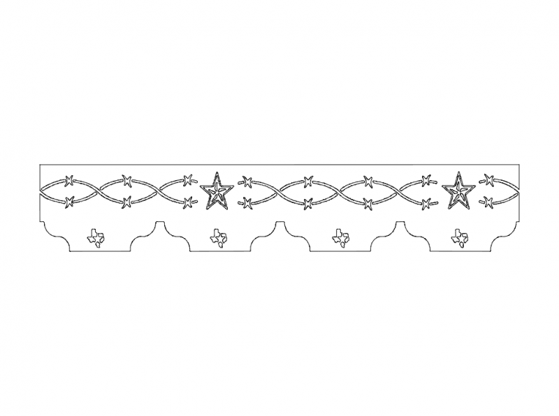 Western Barbed Wire and Star Border DXF Vector File