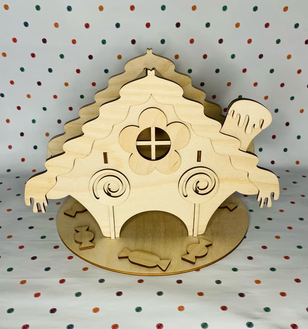 Whimsical Candy House Tea Bag Dispenser Laser Cut File