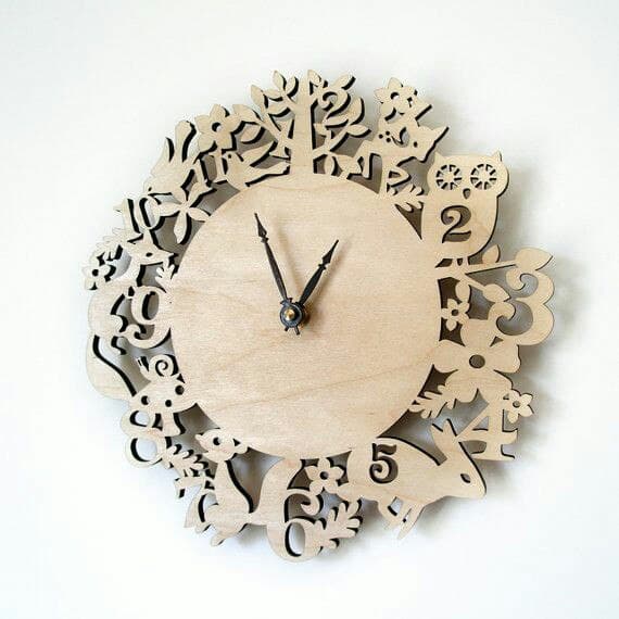 Whimsical Forest Animal Wall Clock Laser Cut File Vector