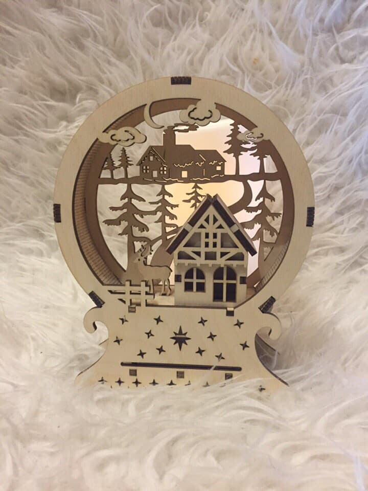 Winter Wonderland Snow Globe Lamp Laser Cut Vector File