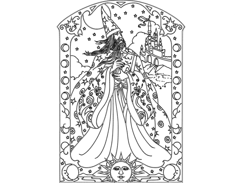 Wizard Fantasy Art Laser Cut DXF File