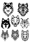 Colección de Vectores de Cabezas de Lobo para Corte Láser