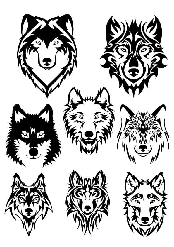 Wolf Head Collection Vector Set for Laser Cutting