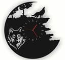 Wolf Howling at Moon Wall Clock Vector File for Laser Cutting