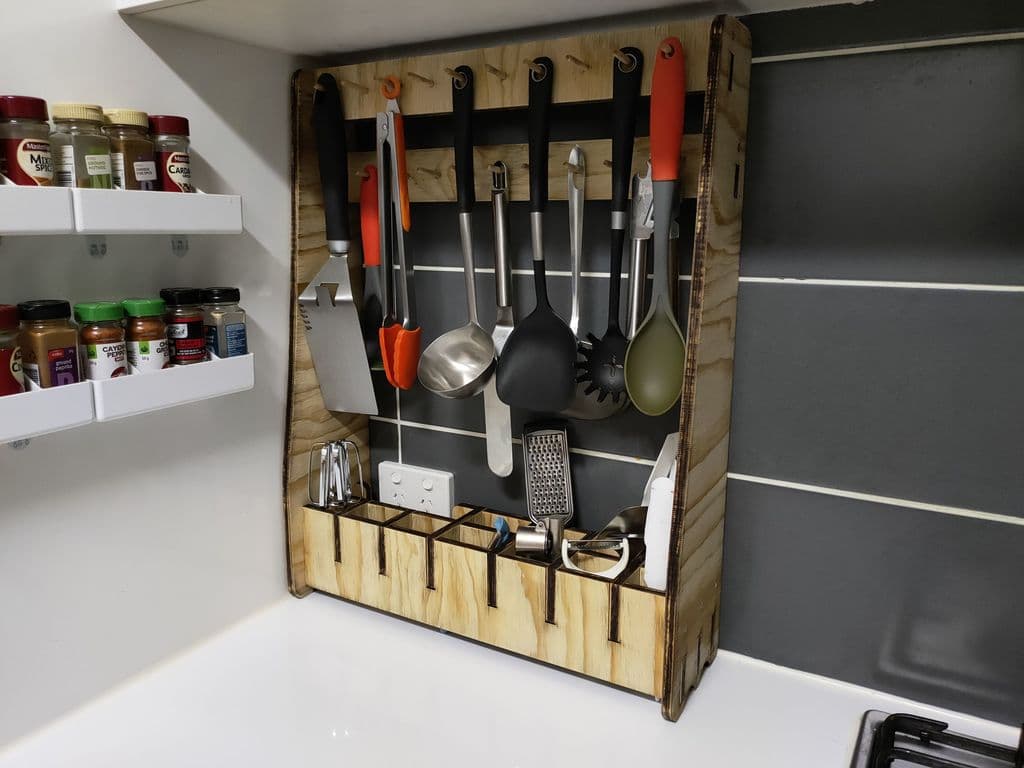 Wooden Kitchen Utensil Organizer Rack - Laser Cut Vector Plan