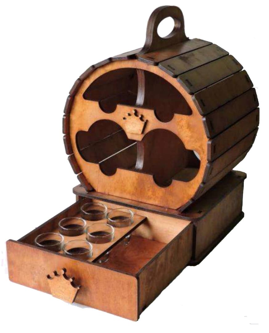 Wooden Mini Barrel Shot Glass Holder Laser Cut File